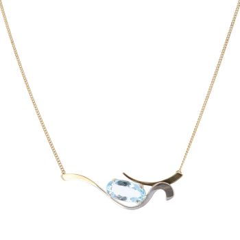 18ct Yellow and White Gold Aquamarine Chain 18"