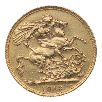 1913 George V Large Head UK Full Sovereign Coin