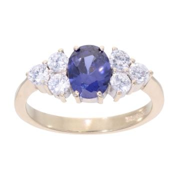 9ct Yellow Gold Cubic Zirconia And Purple Stone Set Ring