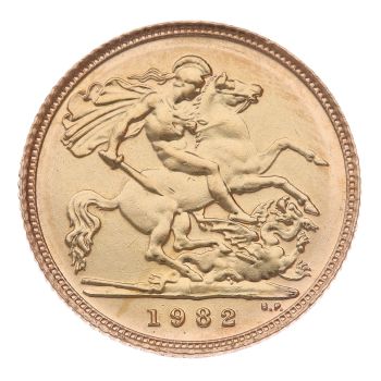 1982 Elizabeth II Decimal Portrait UK Half Sovereign Coin