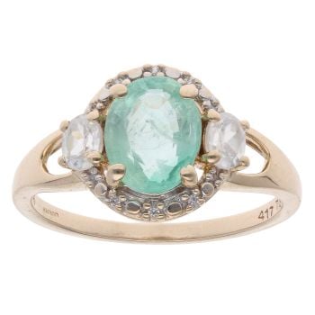 9ct Yellow Gold 0.05ct Morganite and Emerald Ring
