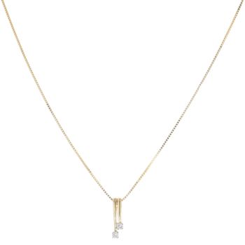 18ct Yellow Gold 0.16ct Brilliant Cut Diamond Two Stone Pendant and Chain 16"