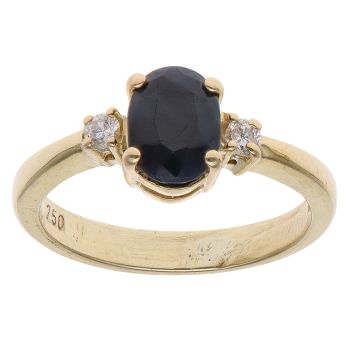 18ct Yellow Gold 0.07ct Diamond and Sapphire Ring