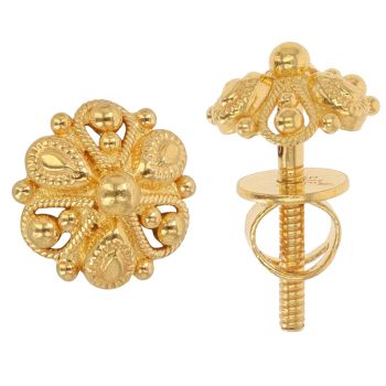 22ct Yellow Gold Floral Stud Earrings
