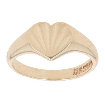 9ct Yellow Gold Heart Patterned Signet Ring