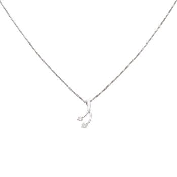18ct White Gold 0.20ct Brilliant Cut Diamond Pendant and Chain 18"