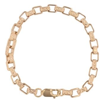 9ct Yellow Gold Patterned Square Belcher Bracelet 9"