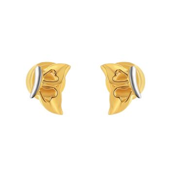 22ct Yellow Gold Butterfly Studs Earring with Rhodium