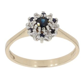 9ct Yellow Gold 0.02ct Diamond and Sapphire Ring