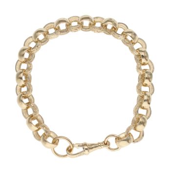 9ct Yellow Gold Patterned and Plain Belcher Bracelet 7"