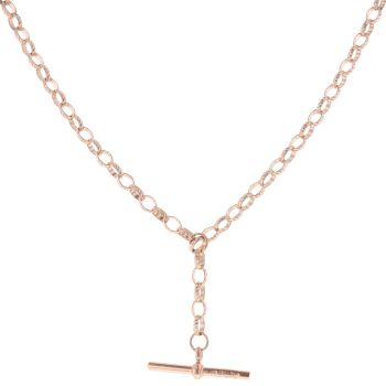 9ct Rose Gold Patterned Belcher T-Bar Chain 18"