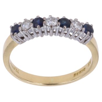 18ct Yellow Gold 0.15ct Diamond and Sapphire Half Eternity Ring