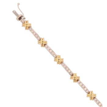 18ct Yellow and White Gold 0.55ct Brilliant Cut Diamond Fancy Bracelet 7"