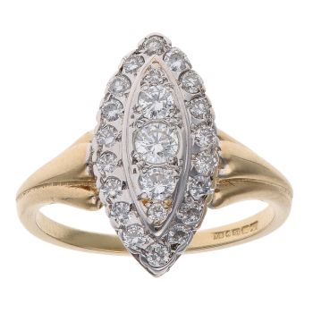 18ct Yellow and White Gold 0.60ct Brilliant Cut Diamond Cluster Ring