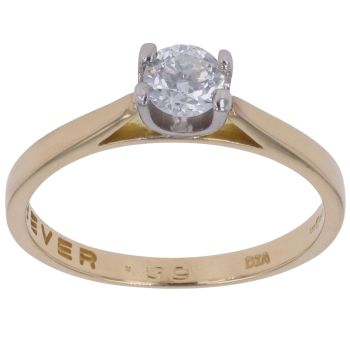 18ct Yellow Gold 0.39ct Flower Cut Diamond Solitaire Ring