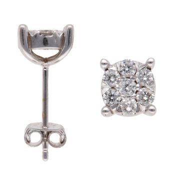 14ct White Gold 0.80ct Brilliant Cut Diamond Cluster Stud Earrings