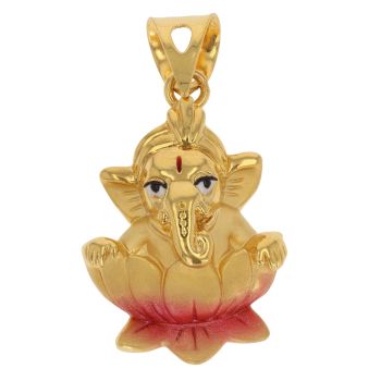 22ct Yellow Gold Lotus Ganesh Pendant