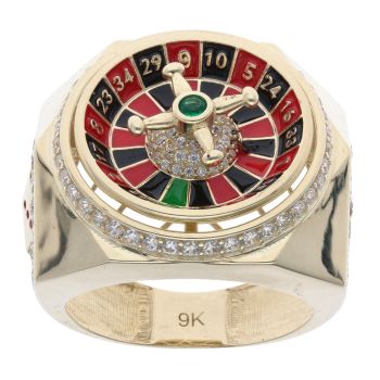 9ct Yellow Gold Spinning Roulette Signet Ring