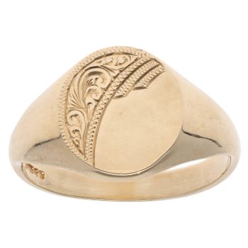 9ct Yellow Gold Patterned Signet Ring