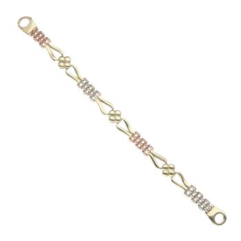 9ct Yellow, White and Rose Gold Fancy Bracelet 7.5"