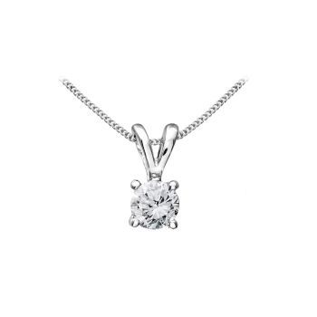 9ct White Gold 0.33ct Diamond Pendant & Chain