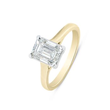 18ct Yellow Gold 2.00ct Emerald Cut Diamond Solitaire Ring G VS And Lab Grown