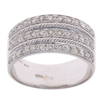 18ct White Gold 0.60ct Brilliant Cut Diamond Three Row Ring