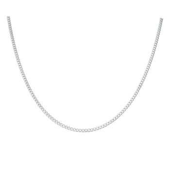Silver Diamond Cut Curb Chain 22"