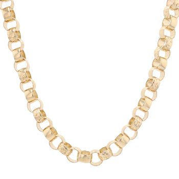 9ct Yellow Gold Patterned and Plain Belcher Chain 16"
