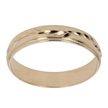 9ct Yellow Gold Patterned Wedding Band 4.15mm