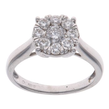 18ct White Gold 0.75ct Brilliant Cut Diamond Cluster Ring
