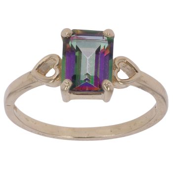14ct Yellow Gold Mystic Topaz Single Stone Ring