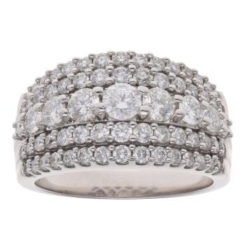 14ct White Gold 2.00ct Brilliant Cut Diamond Five Row Ring