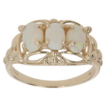 9ct Yellow Gold Opal Three Stone Ring
