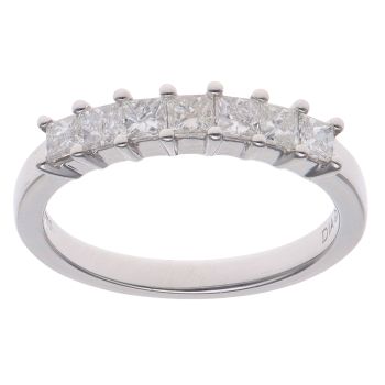 18ct Yellow Gold 0.50ct Princess Cut Diamond Seven Stone Eternity Ring