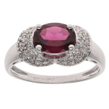 9ct White Gold 0.15ct Diamond And Garnet Ring