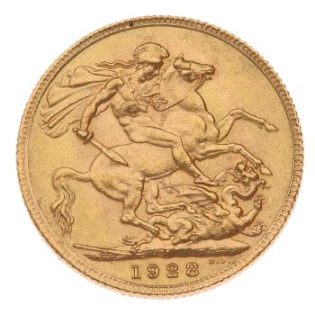 1928 George V Large Head South Africa Full Sovereign Coin