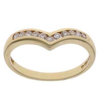 18ct Yellow Gold 0.20ct Brilliant Cut Diamond Wishbone Ring
