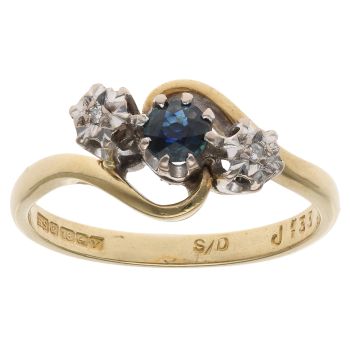 18ct Yellow Gold 0.01ct Diamond and Sapphire Ring