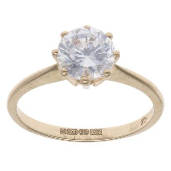 9ct Yellow Gold Cubic Zirconia Solitaire Ring