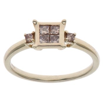 9ct Yellow Gold 0.25ct Champagne Princess Cut Diamond Cluster Ring