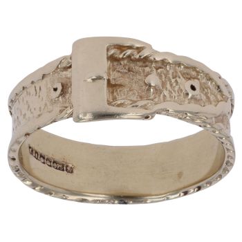 9ct Yellow Gold Patterned Buckle Ring