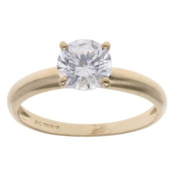 14ct Yellow Gold Cubic Zirconia Single Stone Ring
