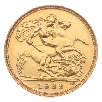 1982 Elizabeth II Decimal Portrait UK Half Sovereign Coin