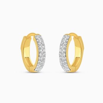 22ct Gold Pave Diamond-Cut Hoops
