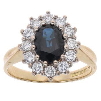 18ct Yellow Gold 0.60ct Diamond And Sapphire Cluster Ring