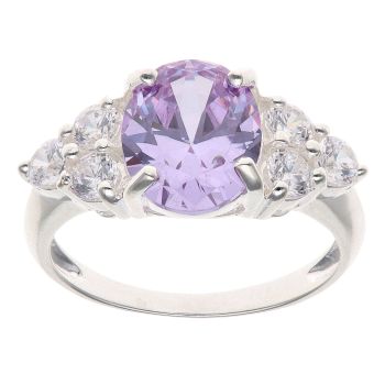 Silver Lavender and Cubic Zirconia Fancy Ring