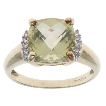 9ct Yellow Gold 0.05ct Diamond and Peridot Solitaire Ring