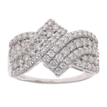 9ct White Gold 1.50ct Brilliant Cut Diamond Crossover Ring
