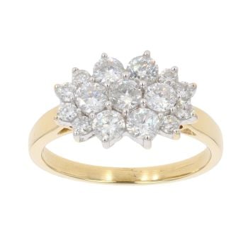 18ct Yellow Gold 1.50ct Brilliant Cut Diamond Cluster Ring